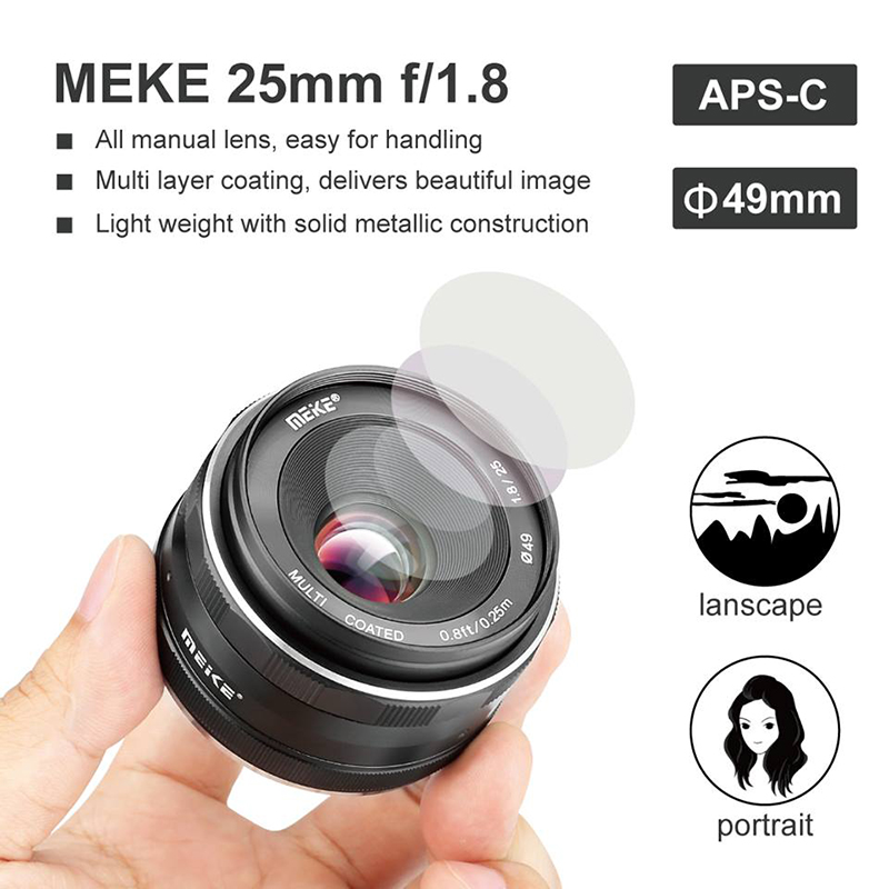 Lens MEIKE 25mm F1.8 Manual Focus for Fuji X-Mount